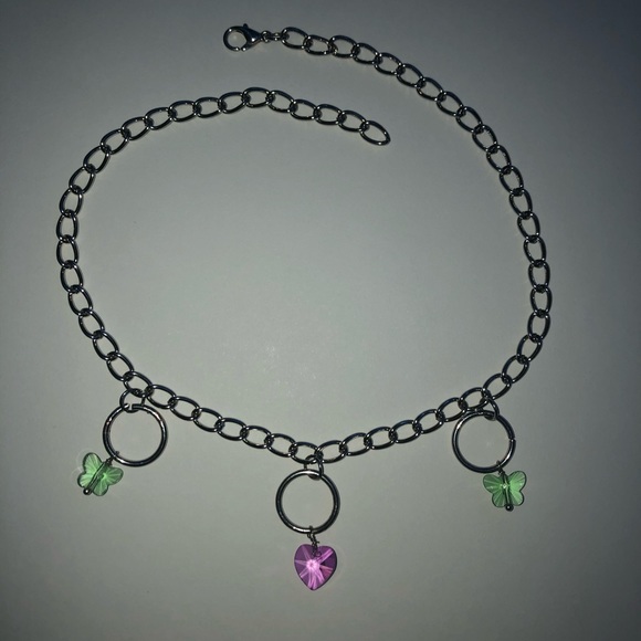 Jewelry - Pastel Purple and Green Butterfly Heart Choker